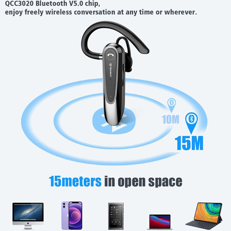 Casca Bluetooth cu microfon premium Techsuit AirTalk CB2, negru