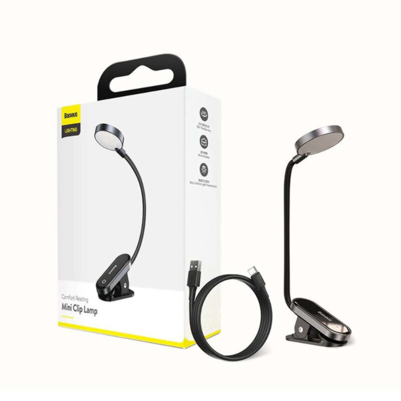 Veioza, lampa pentru birou cu clips Baseus DGRAD-0G, gri