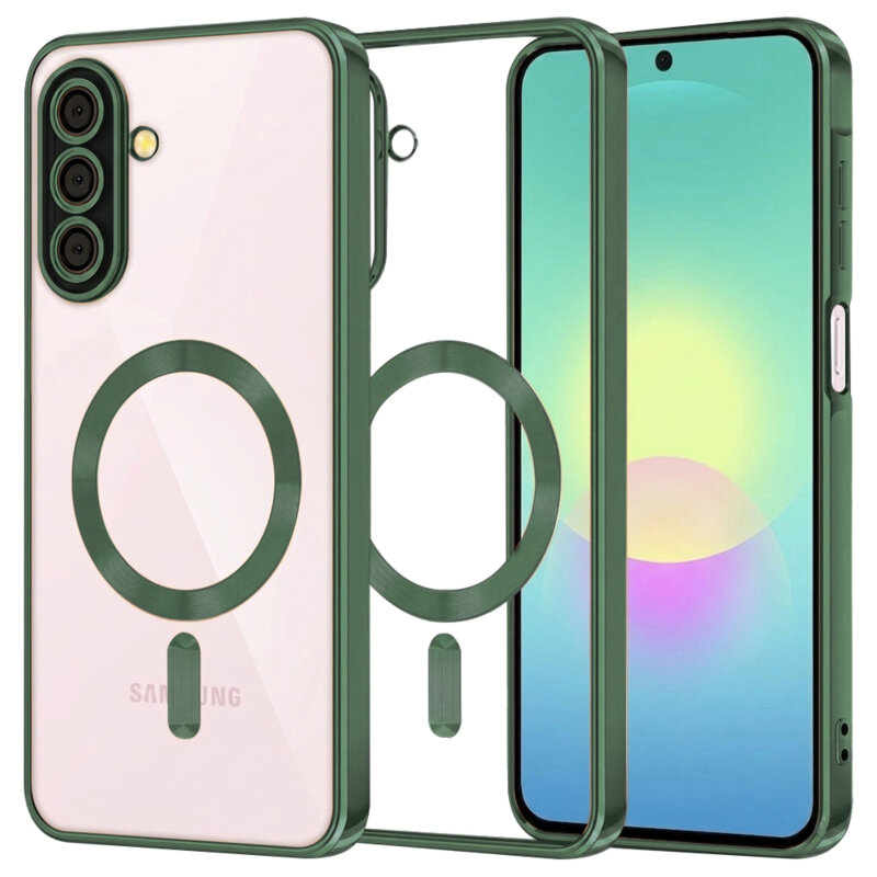 Husa premium Samsung Galaxy A27 5G Techsuit Luxury Crystal MagSafe, verde inchis