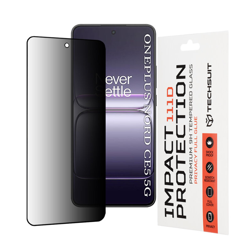 Folie sticla OnePlus Nord CE5 Techsuit 111D Privacy Full Glue, negru