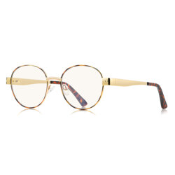 Ochelari rotunzi de dama, filtru lumina Techsuit, auriu/print, 3175