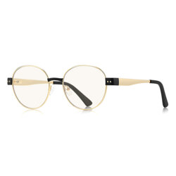 Ochelari rotunzi de dama, filtru lumina Techsuit, auriu/negru, 3175