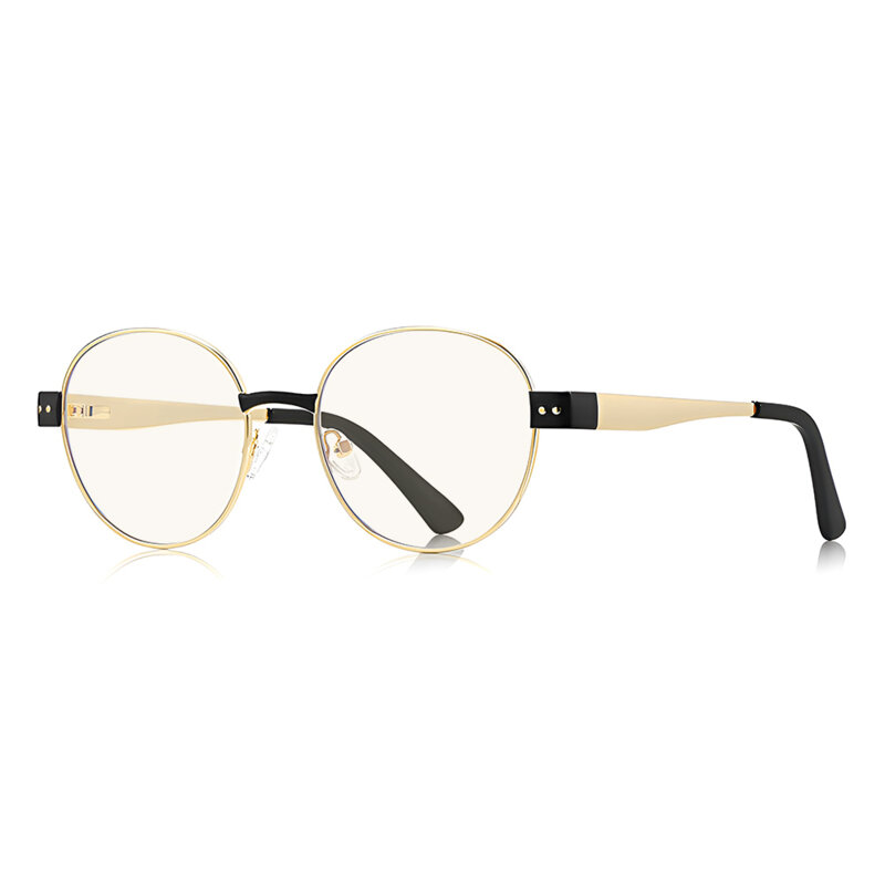Ochelari rotunzi de dama, filtru lumina Techsuit, auriu/negru, 3175