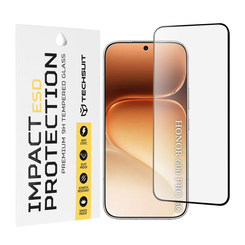 Folie sticla Honor 600 Pro Techsuit ESD Glass, negru