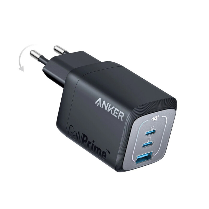 Incarcator de priza GaN 67W, 2x Type-C, USB Anker Prime, gri