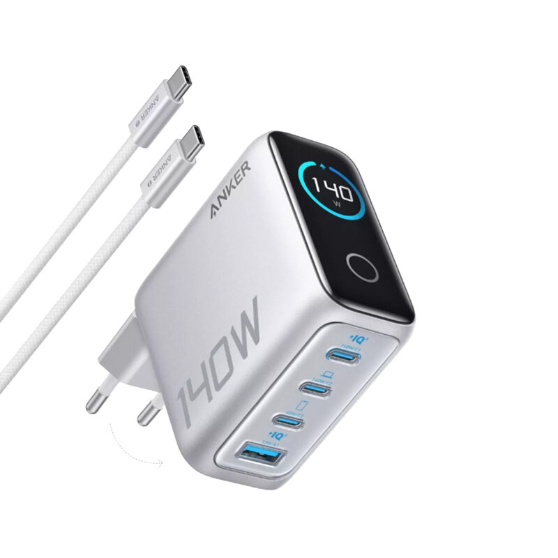 Incarcator 3x USB-C, USB 140W cu cablu tip c Anker, gri