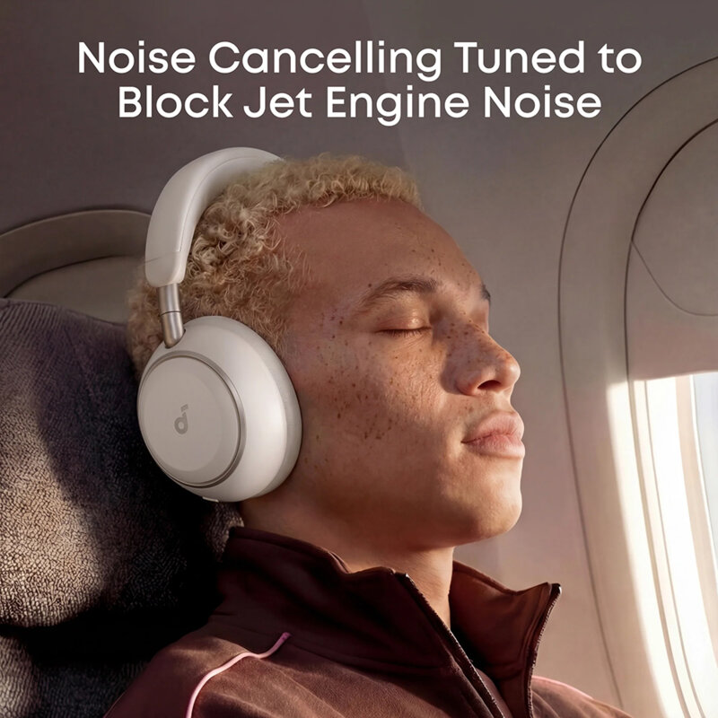 Casti de calatorit Noise Cancelling, Hi-Res Anker Space 2, alb