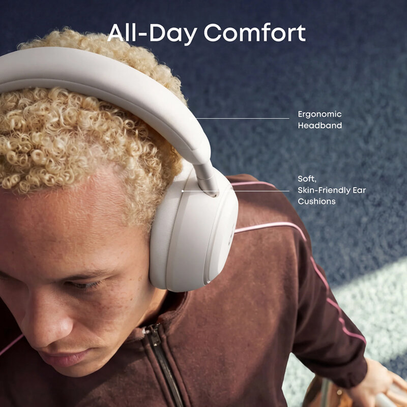 Casti de calatorit Noise Cancelling, Hi-Res Anker Space 2, alb