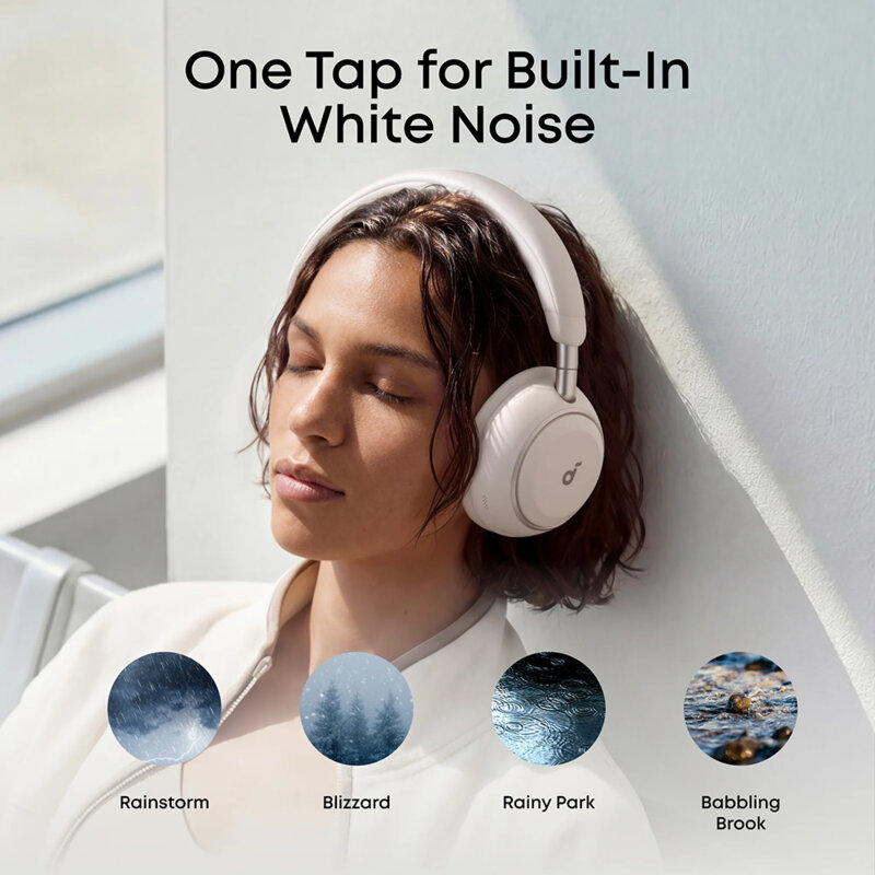 Casti de calatorit Noise Cancelling, Hi-Res Anker Space 2, alb