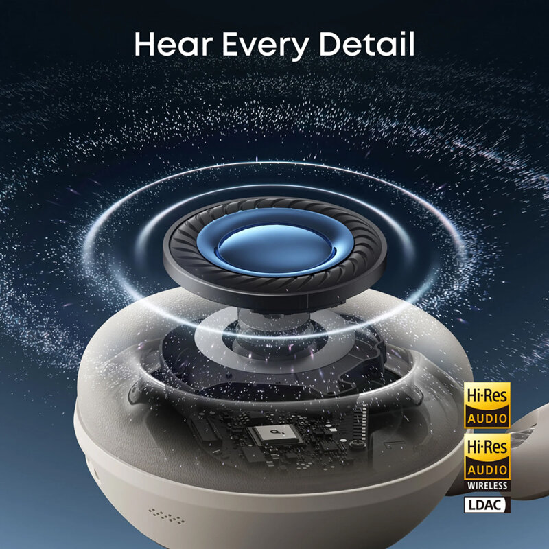 Casti de calatorit Noise Cancelling, Hi-Res Anker Space 2, alb