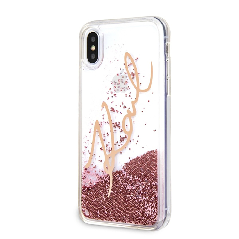 Bumper iPhone XR Karl Lagerfeld Liquid Glitter KLHCI61SGPI - Pink