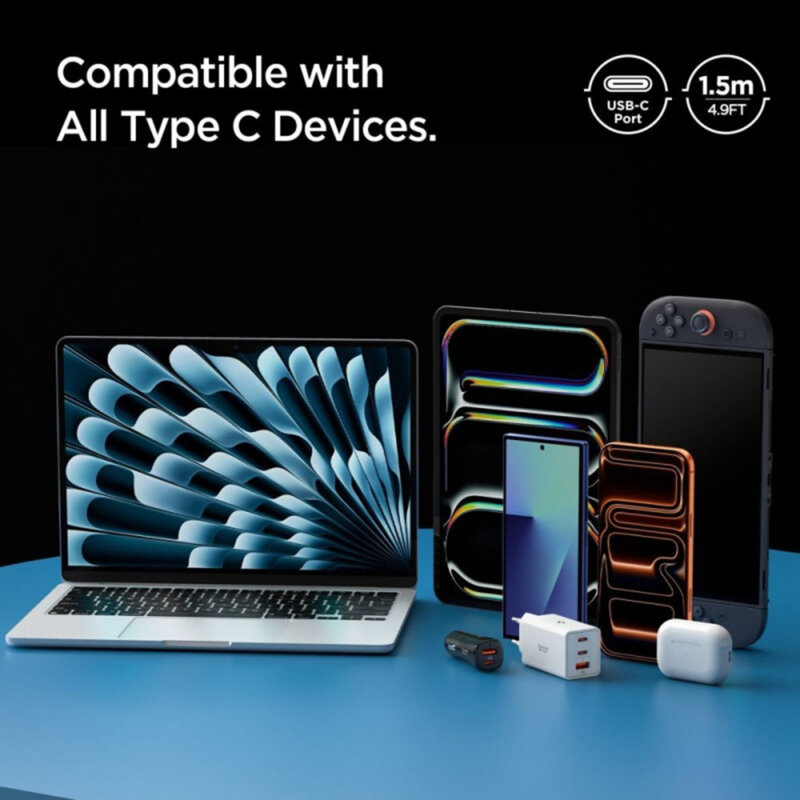Cablu Type-C Fast Charge Spigen, 60W, gri, EB6015CC