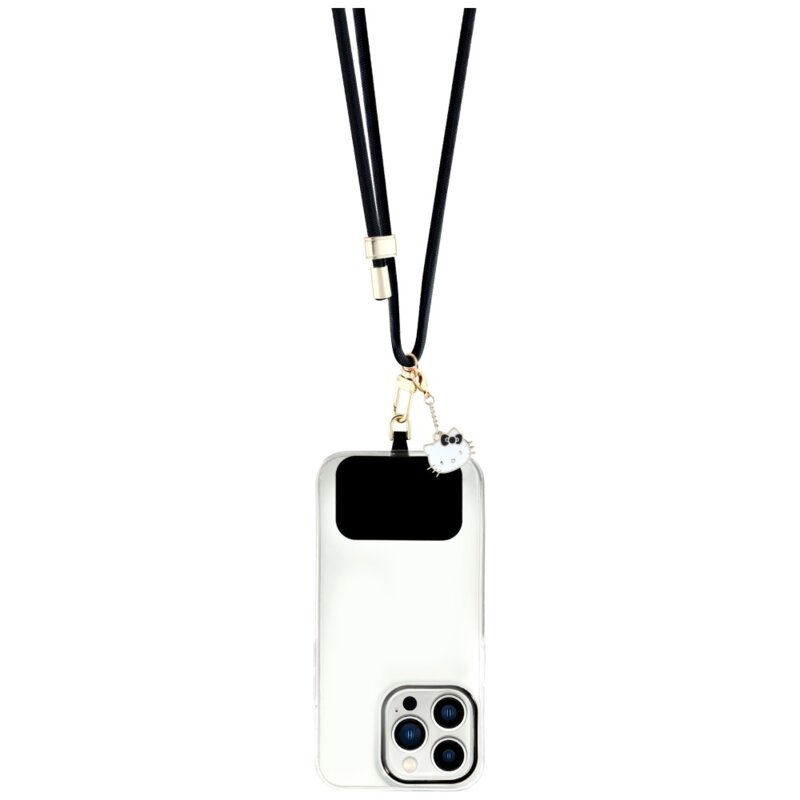 Snur telefon cu charm 150cm Hello Kitty, negru, HKUCPNMK