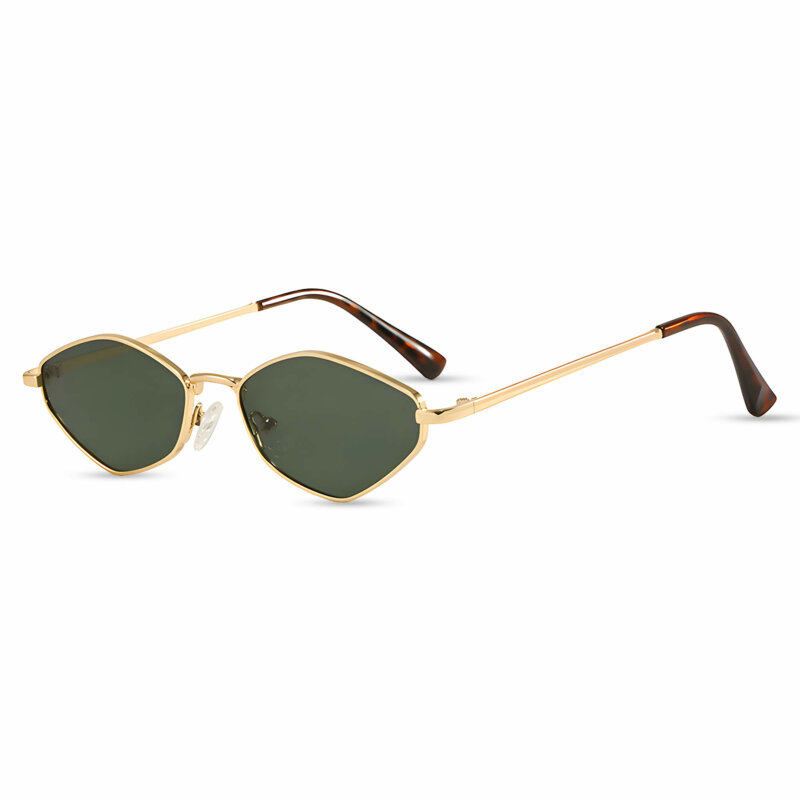 Ochelari de dama cu rama geometrica Techsuit 6206, auriu / verde