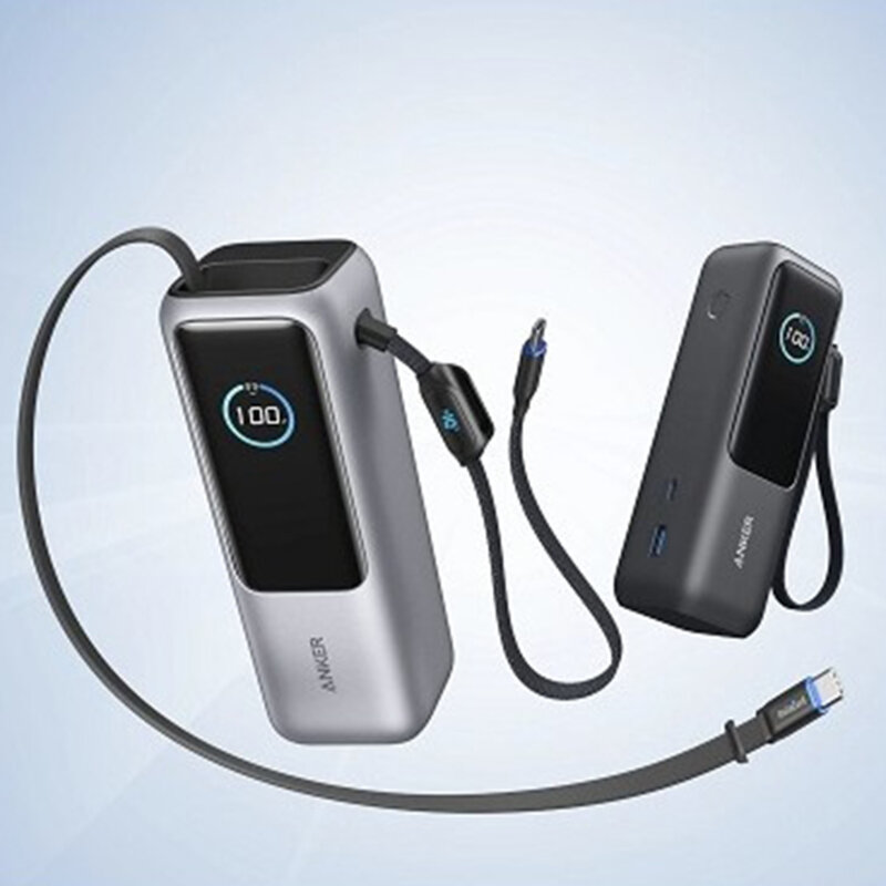 Baterie externa 25000mAh, 165W cu 2x Cablu Type-C Anker, argintiu