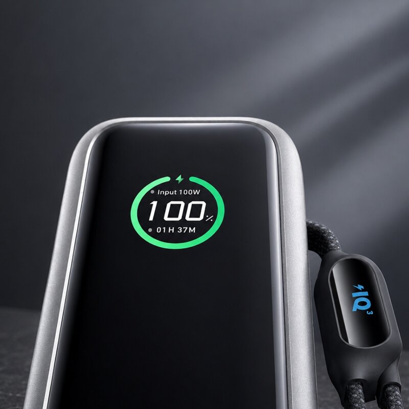 Baterie externa 25000mAh, 165W cu 2x Cablu Type-C Anker, argintiu