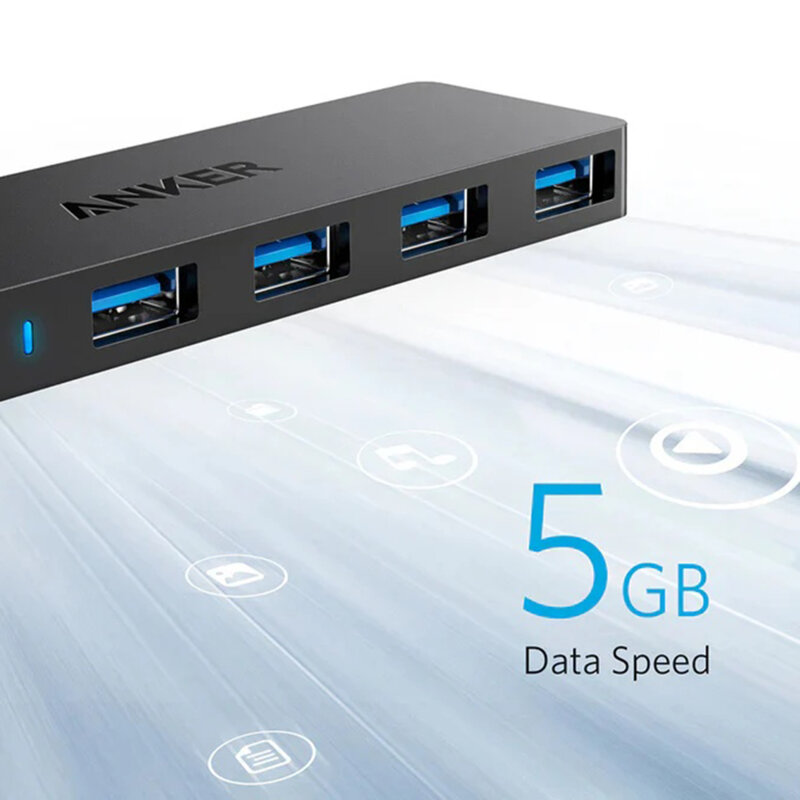 Hub 4IN1 USB3.0, transfer date 5Gbps Anker, negru