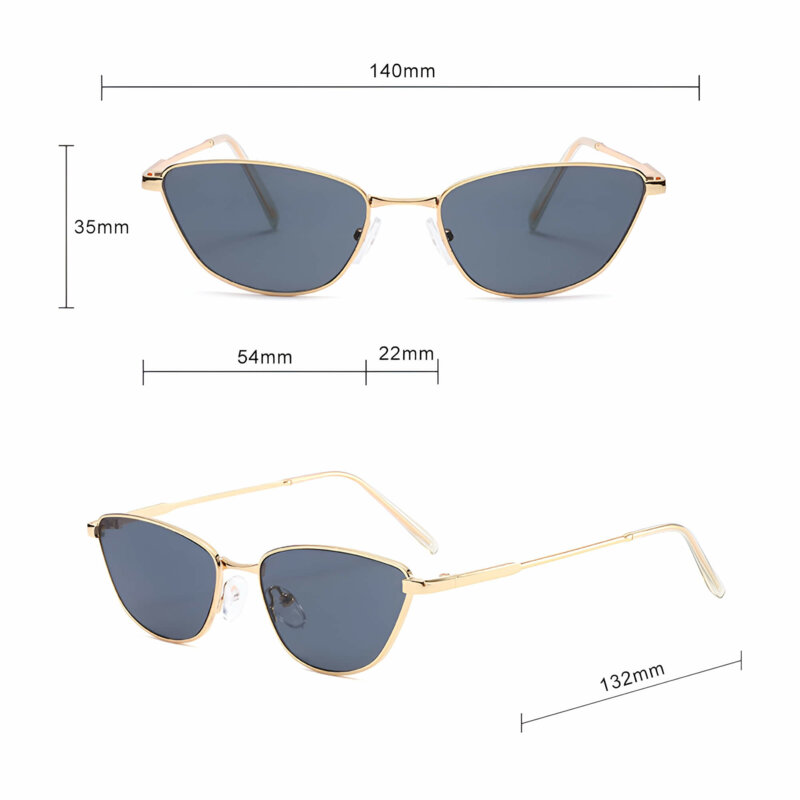 Ochelari cat eye premium, rama metalica Techsuit 622, auriu