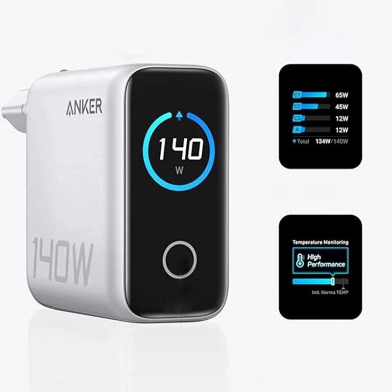 Incarcator 3x USB-C, USB 140W cu cablu tip c Anker, gri