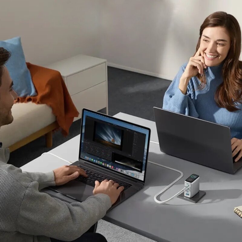 Incarcator 3x USB-C, USB 140W cu cablu tip c Anker, gri