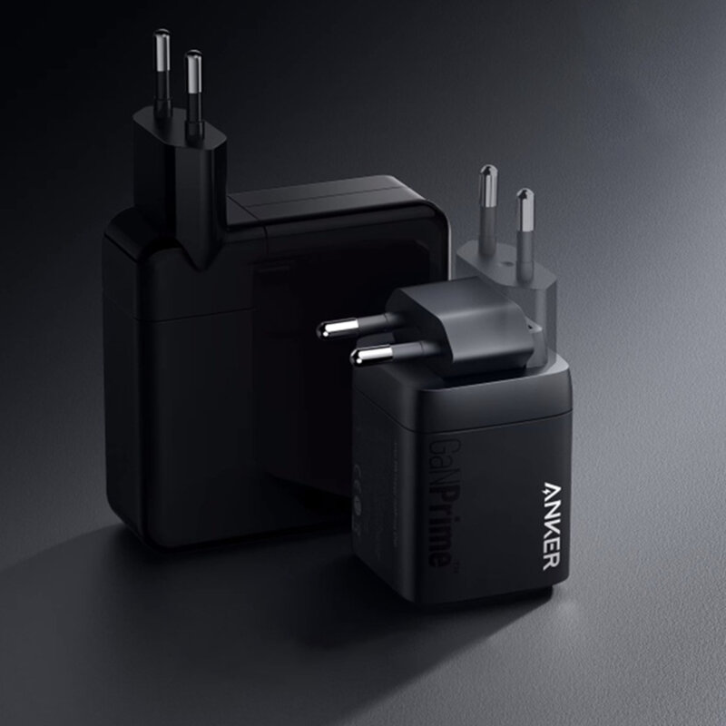 Incarcator de priza GaN 67W, 2x Type-C, USB Anker Prime, gri