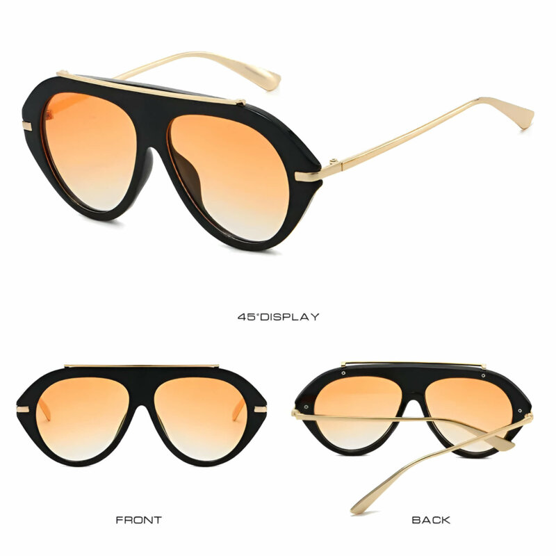 Ochelari de soare premium, retro-chic Techsuit 8092, negru/oranj