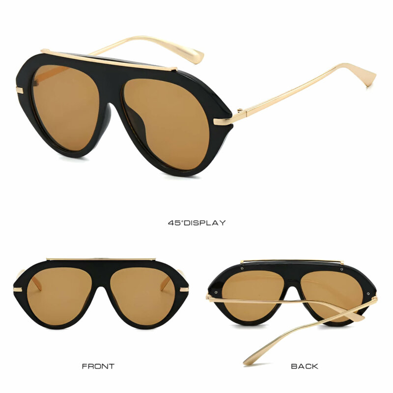 Ochelari de soare premium, retro-chic Techsuit 8092, negru/maro