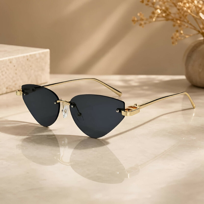 Ochelari de soare cat eye fara rama Techsuit S099, negru