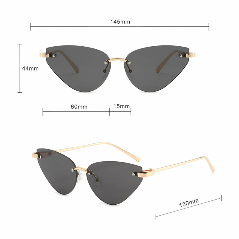 Ochelari de soare cat eye fara rama Techsuit S099, negru