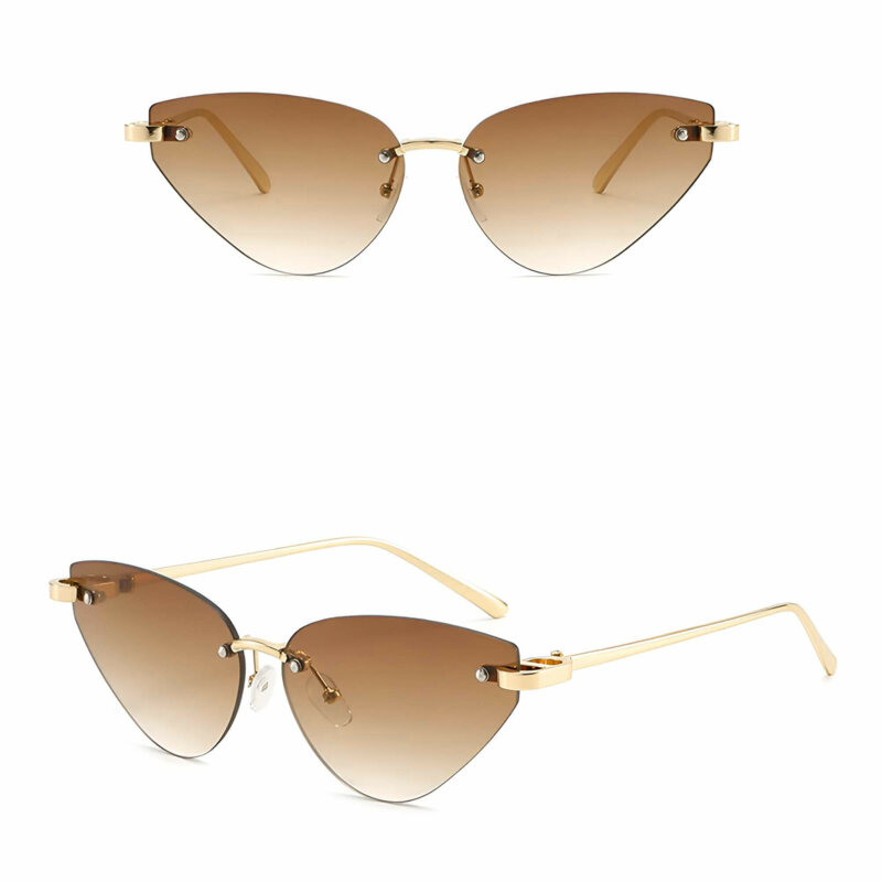 Ochelari de soare cat eye fara rama Techsuit S099, tea