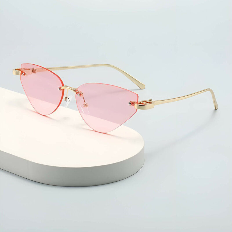 Ochelari de soare cat eye fara rama Techsuit S099, tea