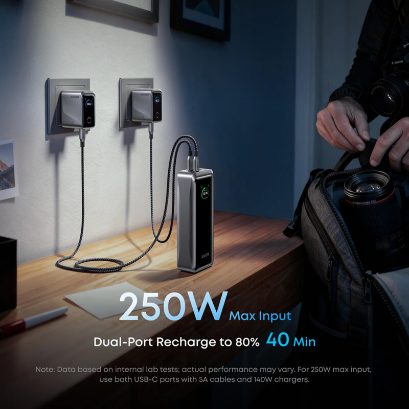 Power bank 2x USB-C, USB Anker Prime, 26250mAh, 300W, negru