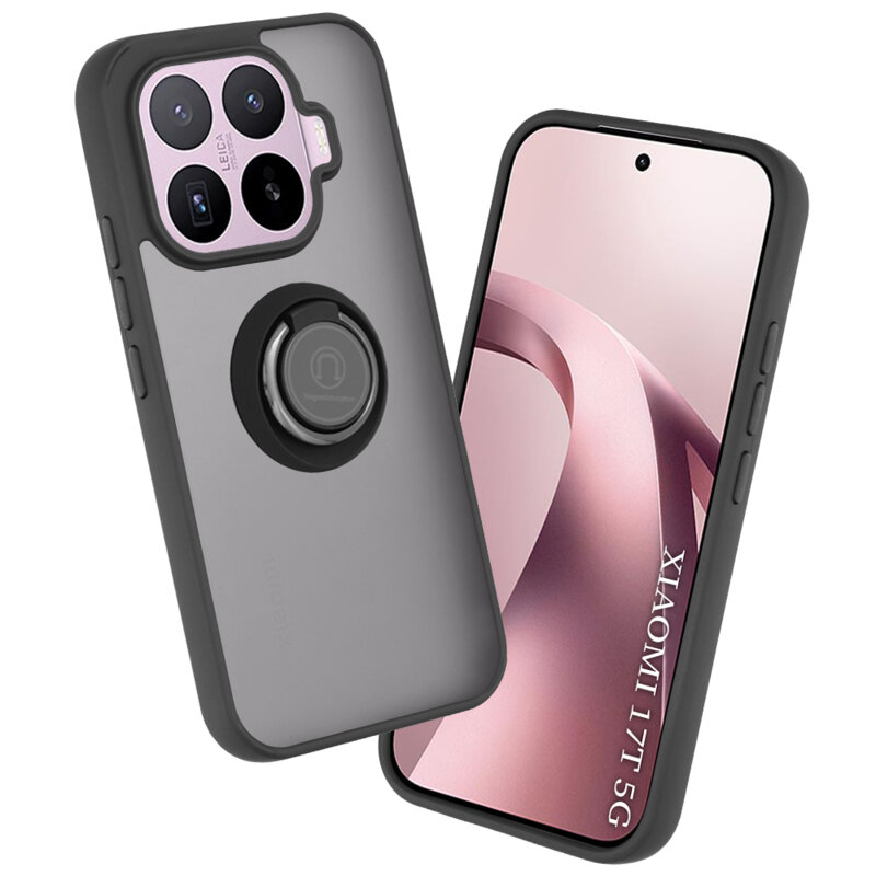 Husa Xiaomi 17T Techsuit Glinth cu inel suport stand magnetic, negru