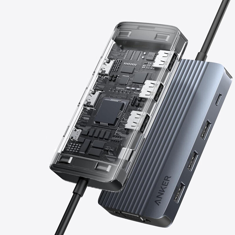 Hub 8in1 USB3.2, transfer date 5Gbps Anker, gri