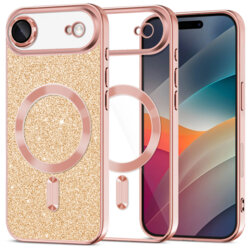 Husa premium iPhone 17 Air Techsuit Luxury Glitter MagSafe, roz auriu