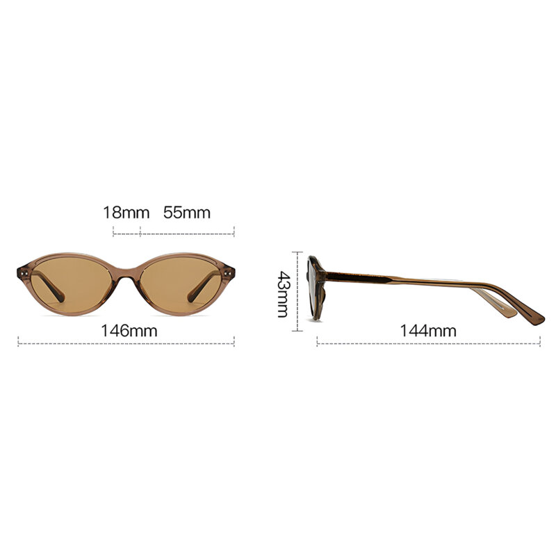 Ochelari de soare ovali, retro-moderni Techsuit 99034, maro