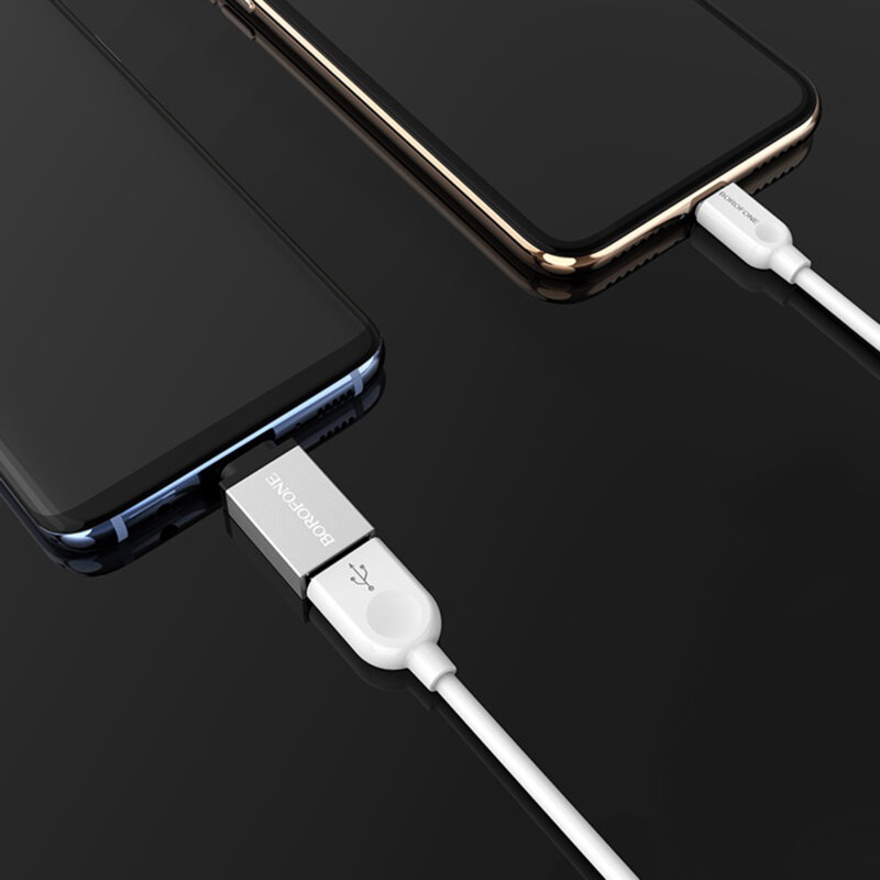 Adaptor OTG USB-C la USB-A, 5Gbps, Borofone BV3, argintiu