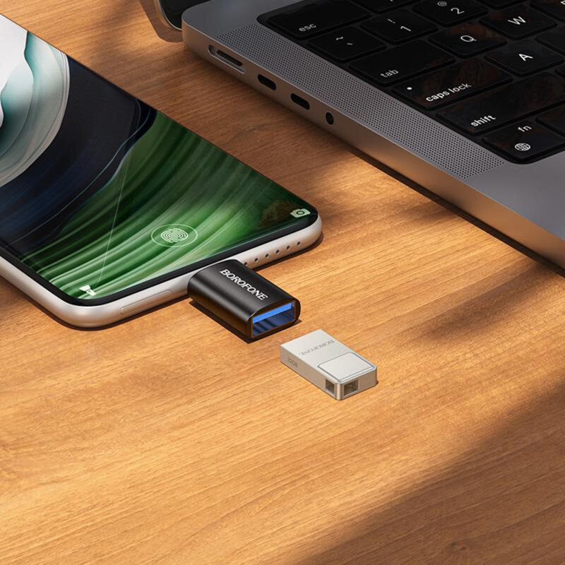 Adaptor OTG USB-C la USB 3.0, 5Gbps, 2A, Borofone BV26C, negru