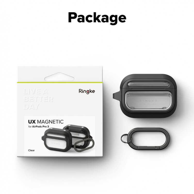 Husa AirPods Pro 3 Ringke UX Magnetic, transparenta