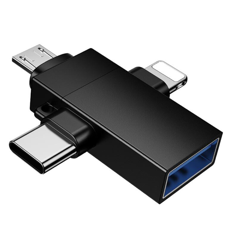 Adaptor USB la Lightning/Type-C/Micro-USB, 1.5A, Borofone BV26D, negru