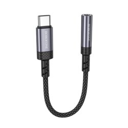 Adaptor audio USB-C la Jack 3.5mm, DAC, Borofone BV24, gri, 15cm