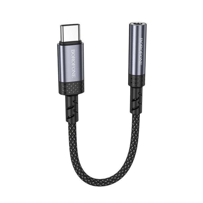 Adaptor audio USB-C la Jack 3.5mm, DAC, Borofone BV24, gri, 15cm