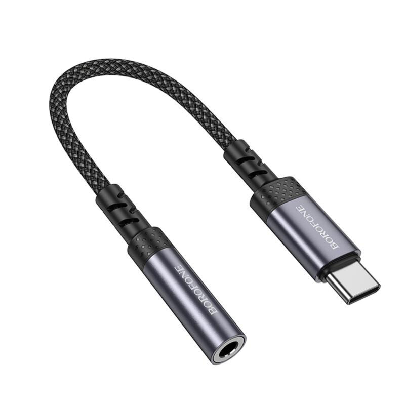 Adaptor audio USB-C la Jack 3.5mm, DAC, Borofone BV24, gri, 15cm