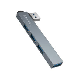 Hub USB 4 in 1, 3x USB 2.0, 1x USB 3.0, Borofone FH1, gri