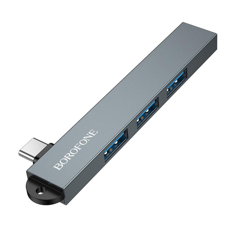 Hub USB-C 4 in 1, 3x USB 2.0, 1x USB 3.0, Borofone FH1A, gri