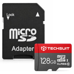 Card memorie 128GB MicroSDHC + adaptor Techsuit THCM26, rosu