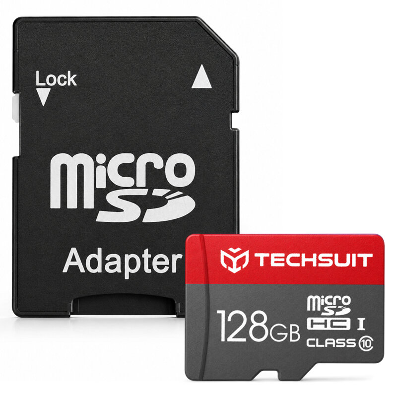 Card memorie 128GB MicroSDHC + adaptor Techsuit THCM26, rosu