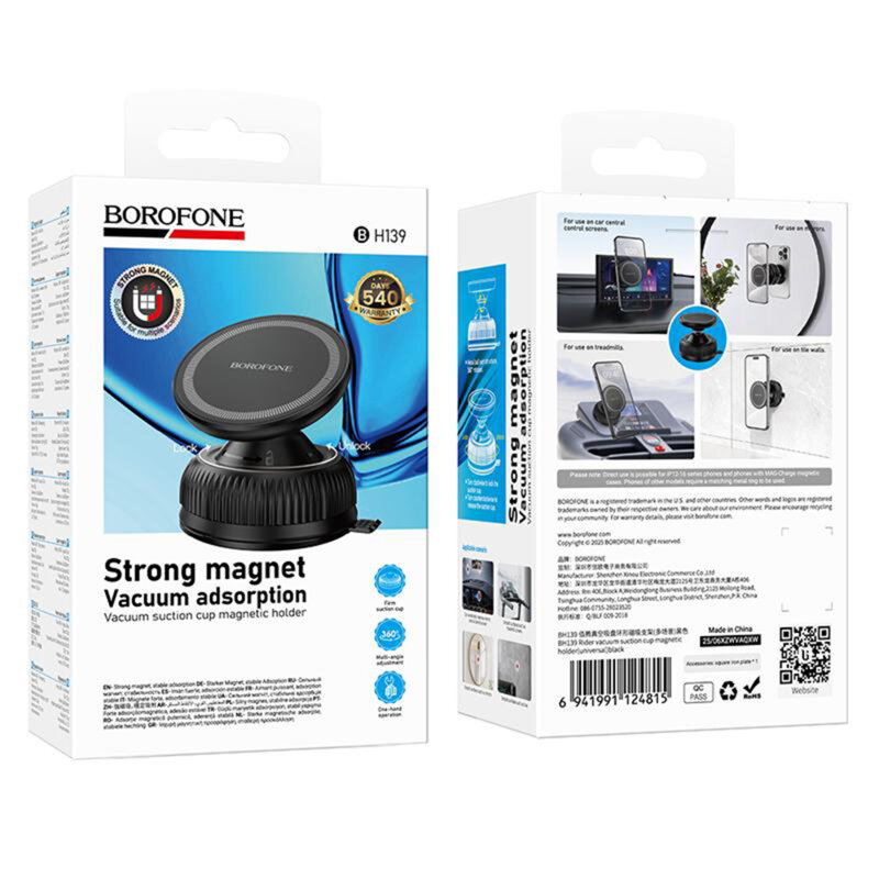 Suport telefon magnetic, universal, rotire 360°, Borofone Rider, BH139