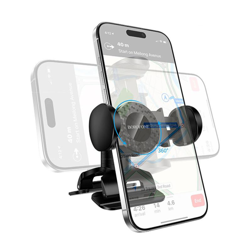 Suport auto telefon, bord, rotire 360°, Borofone, BH142