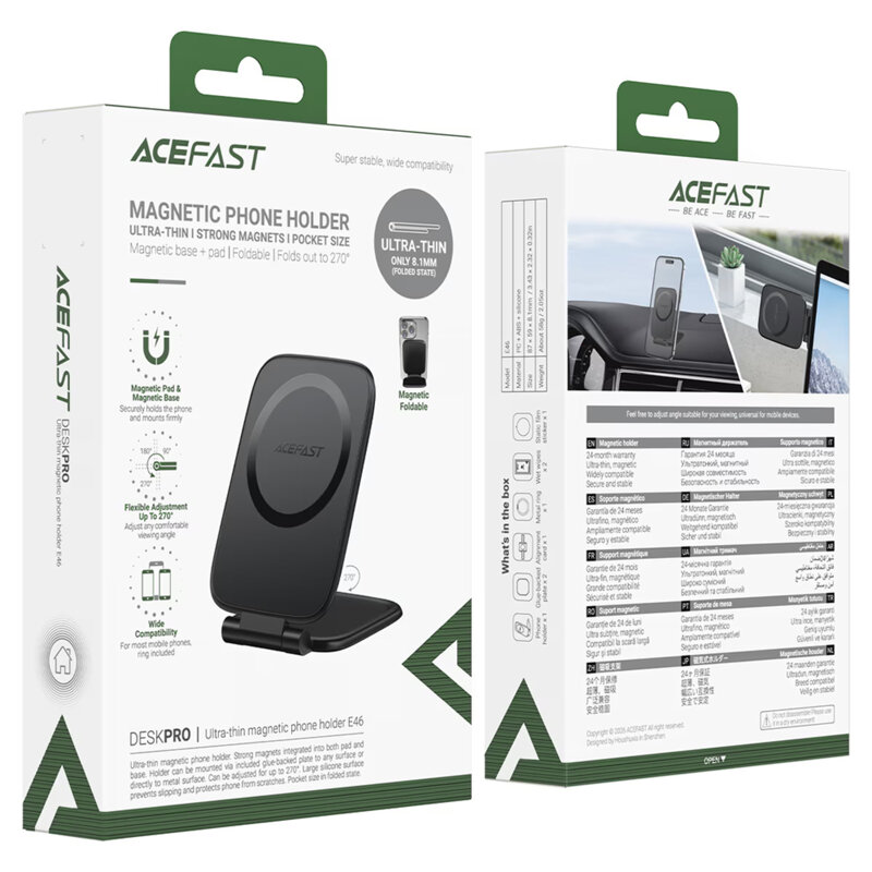 Suport magnetic universal auto/birou Acefast E46, negru